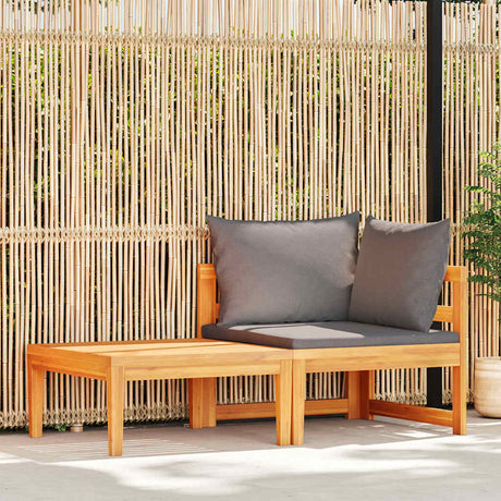 Vidaxl 2-delige loungeset met donkergrijze kussens acaciahout
