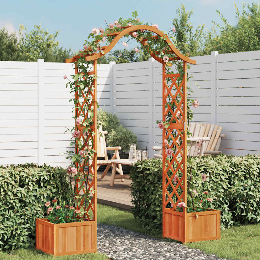 Vidaxl pergola met plantenbak massief vurenhout