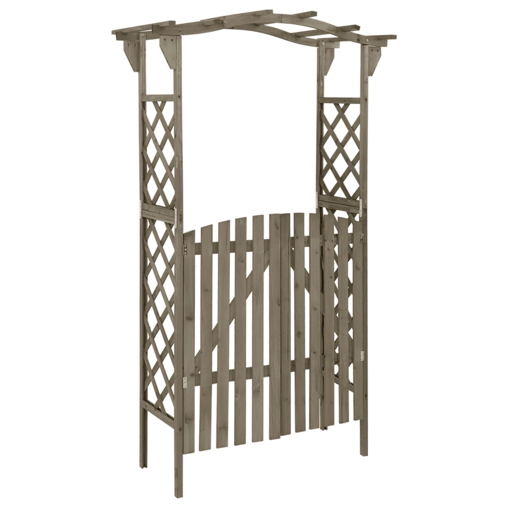 Vidaxl pergola met poort 116x40x204 cm massief vurenhout grijs