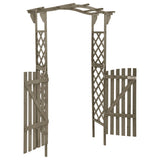 Vidaxl pergola met poort 116x40x204 cm massief vurenhout grijs