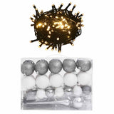Vidaxl 60-delige kerstballenset met piek en 150 led's wit en grijs