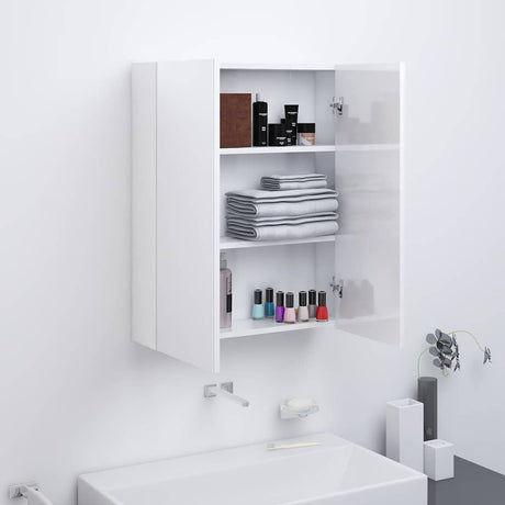 Vidaxl badkamerkast met spiegel 60x15x75 cm mdf glanzend wit