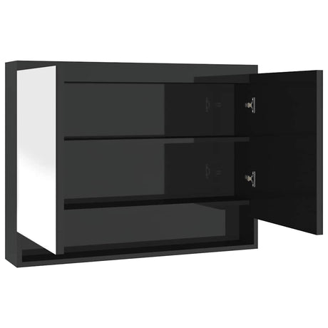 Vidaxl badkamerkast met spiegel 80x15x60 cm mdf glanzend zwart
