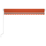 VidaXL Luifel handmatig uittrekbaar met LED 450x300 cm oranje en bruin