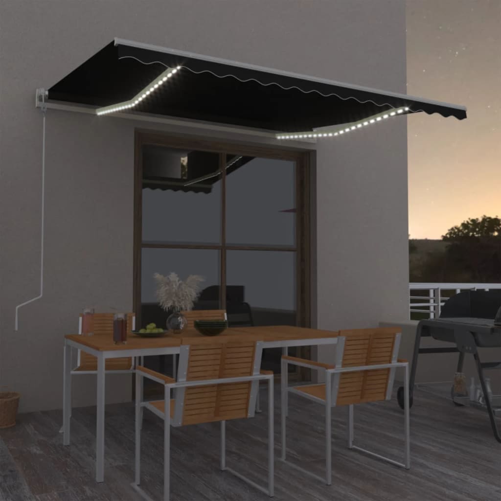 VidaXL Luifel automatisch met LED en windsensor 450x300 cm antraciet