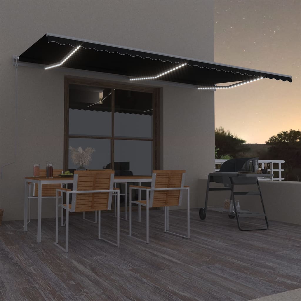 VidaXL Luifel automatisch met LED en windsensor 600x300 cm antraciet