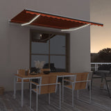 VidaXL Luifel handmatig uittrekbaar met LED 400x350 cm oranje en bruin