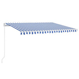 VidaXL Luifel handmatig uittrekbaar met LED 450x350 cm blauw en wit