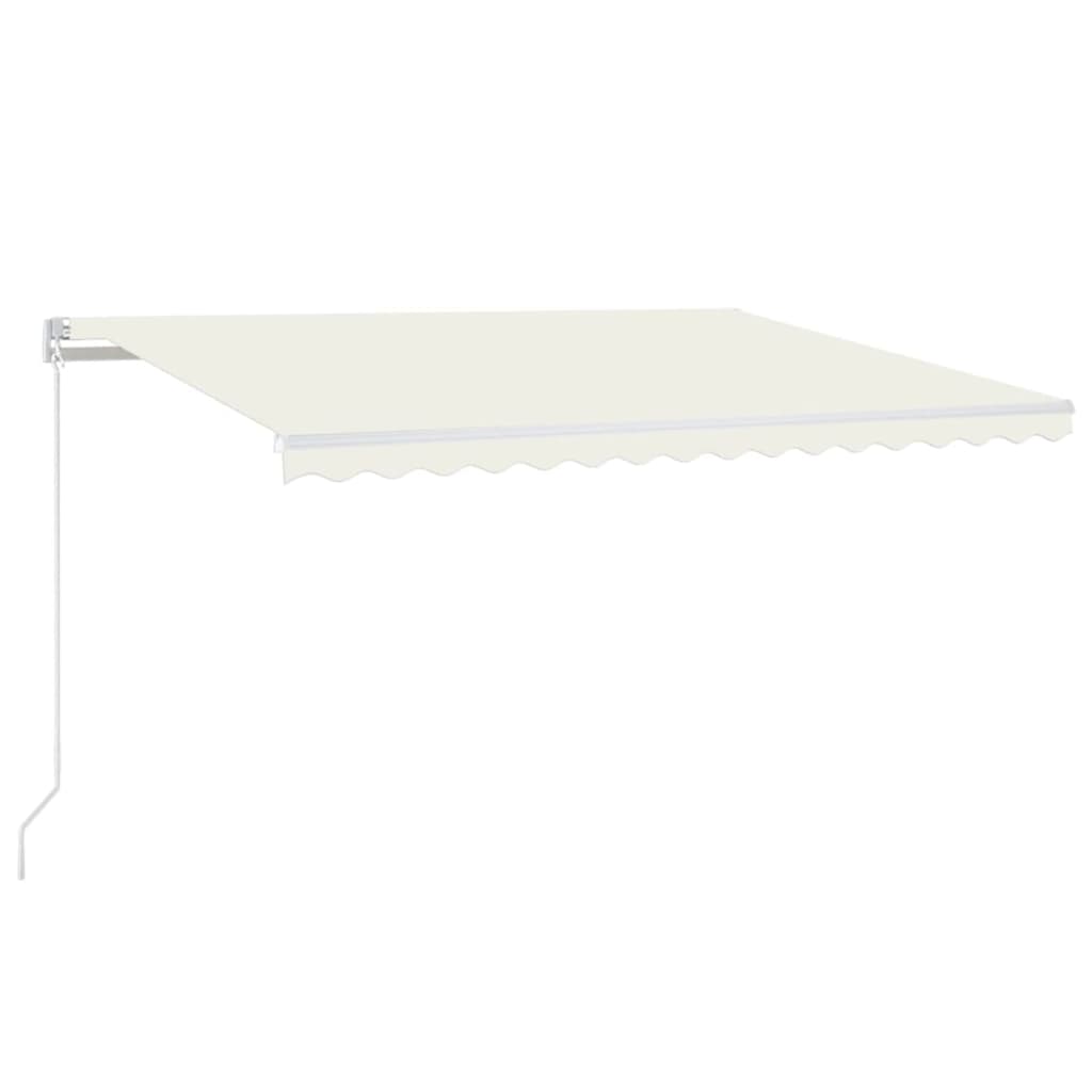 VidaXL Luifel handmatig uittrekbaar met LED 450x350 cm crèmekleurig