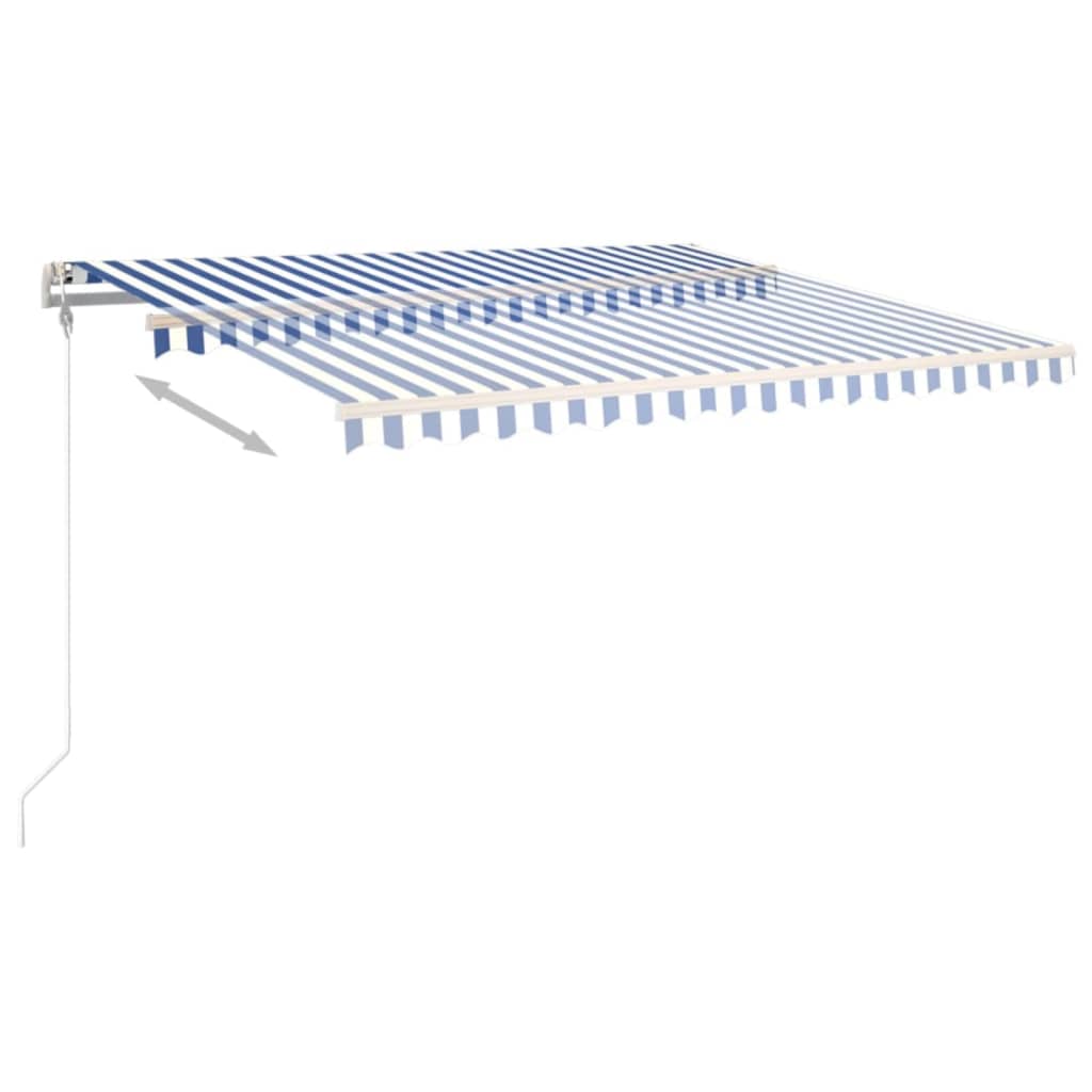 VidaXL Luifel automatisch uittrekbaar 450x350 cm blauw en wit