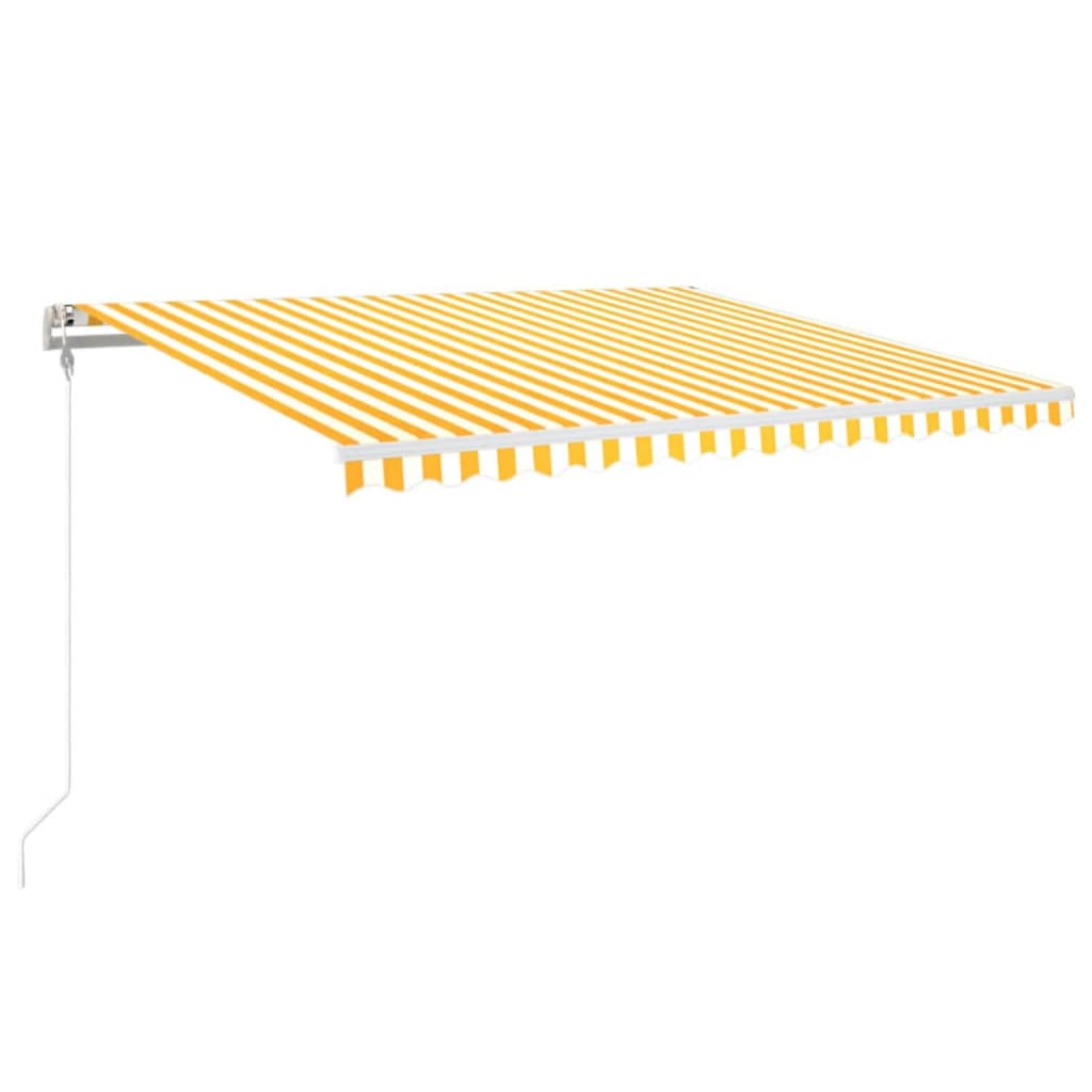 VidaXL Luifel automatisch met LED en windsensor 450x350 cm geel wit