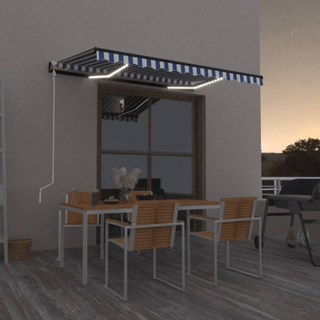 VidaXL Luifel automatisch met LED en windsensor 300x250 cm blauw wit