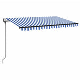 VidaXL Luifel automatisch met LED en windsensor 400x300cm blauw en wit