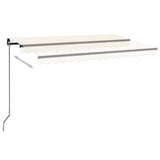 VidaXL Luifel handmatig uittrekbaar met LED 450x300 cm crèmekleurig