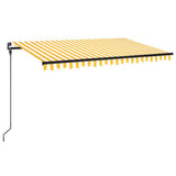 VidaXL Luifel handmatig uittrekbaar met LED 450x300 cm geel en wit