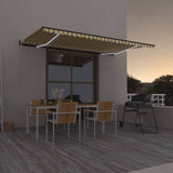 VidaXL Luifel automatisch met LED en windsensor 500x300 cm geel en wit