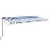 VidaXL Luifel handmatig uittrekbaar met LED 600x300 cm blauw en wit