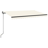VidaXL Luifel handmatig uittrekbaar met LED 400x350 cm crèmekleurig