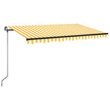 VidaXL Luifel handmatig uittrekbaar met LED 400x350 cm geel en wit