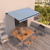 VidaXL Luifel handmatig uittrekbaar 450x350 cm blauw en wit