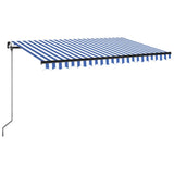 VidaXL Luifel handmatig uittrekbaar met LED 450x350 cm blauw en wit