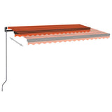 VidaXL Luifel handmatig uittrekbaar met LED 450x350 cm oranje en bruin