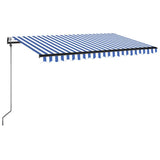 VidaXL Luifel automatisch met LED en windsensor 450x350 cm blauw wit