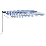 VidaXL Luifel automatisch met LED en windsensor 450x350 cm blauw wit