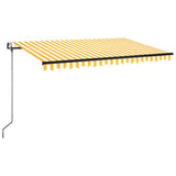 VidaXL Luifel automatisch met LED en windsensor 450x350 cm geel wit