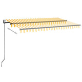 VidaXL Luifel automatisch met LED en windsensor 450x350 cm geel wit