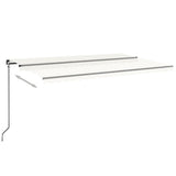 VidaXL Luifel handmatig uittrekbaar met LED 500x350 cm crèmekleurig