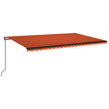 VidaXL Luifel handmatig uittrekbaar met LED 500x350 cm oranje en bruin