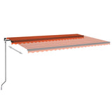 VidaXL Luifel handmatig uittrekbaar met LED 500x350 cm oranje en bruin
