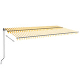 VidaXL Luifel handmatig uittrekbaar met LED 600x350 cm geel en wit