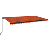 VidaXL Luifel handmatig uittrekbaar met LED 600x350 cm oranje en bruin