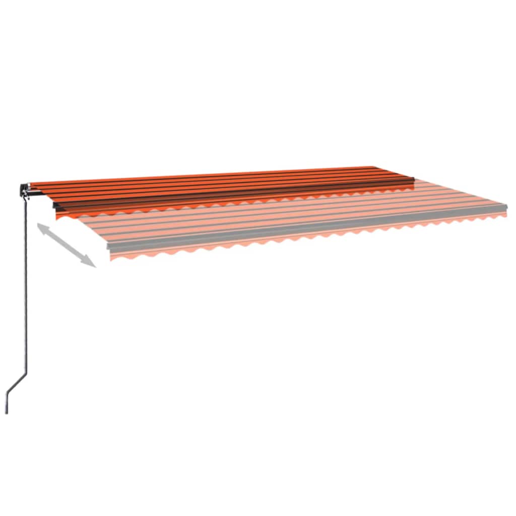 VidaXL Luifel handmatig uittrekbaar met LED 600x350 cm oranje en bruin