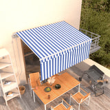 Vidaxl luifel automatisch uittrekbaar met rolgordijn 3x2,5 m blauw wit