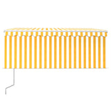 Vidaxl luifel met rolgordijn, led en windsensor 3,5x2,5 m geel en wit