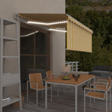 Vidaxl luifel met rolgordijn, led en windsensor 3,5x2,5 m geel en wit