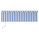 VidaXL Luifel automatisch rolgordijn LED windsensor 4x3 m blauw en wit