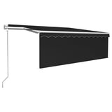 VidaXL Luifel met rolgordijn, LED en windsensor 4x3 m antracietkleurig