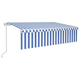 VidaXL Luifel automatisch uittrekbaar met rolgordijn 6x3 m blauw wit