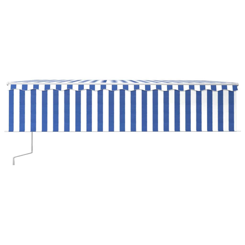 VidaXL Luifel automatisch rolgordijn LED windsensor 6x3 cm blauw wit