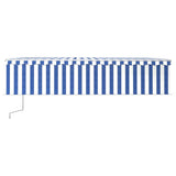 VidaXL Luifel automatisch rolgordijn LED windsensor 6x3 cm blauw wit