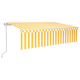 VidaXL Luifel automatisch rolgordijn LED windsensor 6x3 cm geel wit