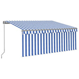 VidaXL Luifel handmatig uittrekbaar met rolgordijn 3x2,5 m blauw wit