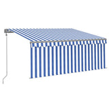VidaXL Luifel automatisch met gordijn LED windsensor 3x2,5 m blauw wit