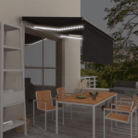 VidaXL Luifel met rolgordijn, LED en windsensor 3,5x2,5 m antraciet