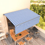 VidaXL Luifel automatisch uittrekbaar met rolgordijn 4,5x3 m blauw wit