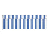 VidaXL Luifel automatisch rolgordijn LED windsensor 5x3 m blauw en wit
